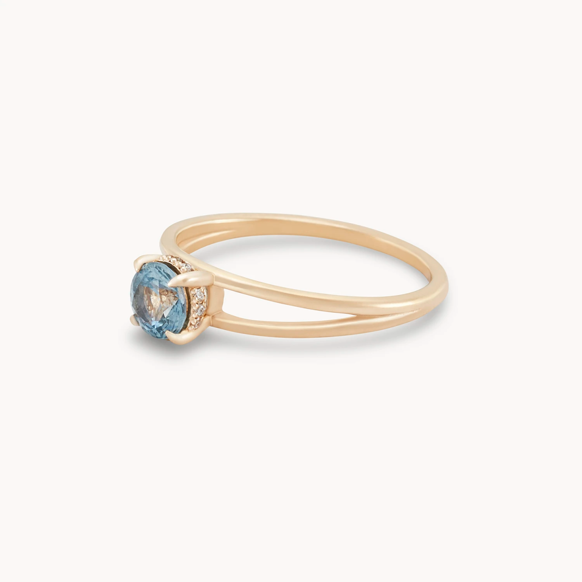 Destiny’s Thread Unique 14K Yellow Gold Ring with Blue Round Sapphire – Perfect for Engagements, Anniversaries & Special Occasions