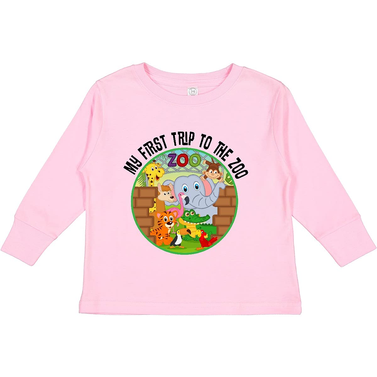 Inktastic First Trip to The Zoo Toddler Long Sleeve T-Shirt - Cute Animal Print Cotton Tee for Baby Boys & Girls - Perfect for Zoo Visits, Birthday Gifts & Family Outings