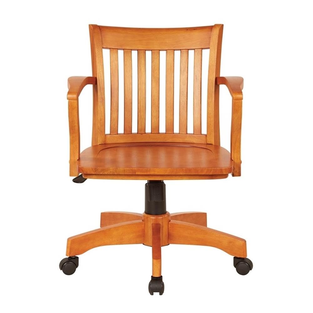 Premium Wooden Banker's Office Chair - Ergonomic Fruit Wood Seat for Home & Office - Comfortable Executive Desk Chair for Professionals & Workspaces