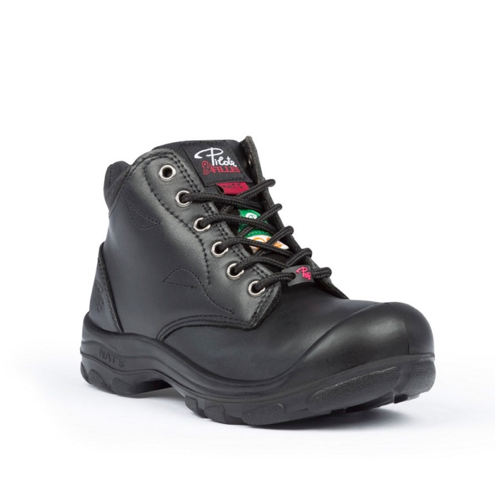 P&F S559 Women's 6-Inch Steel Toe Leather Work Boots - Black | OSHA Compliant Safety Shoes for Construction, Warehouse & Outdoor Work