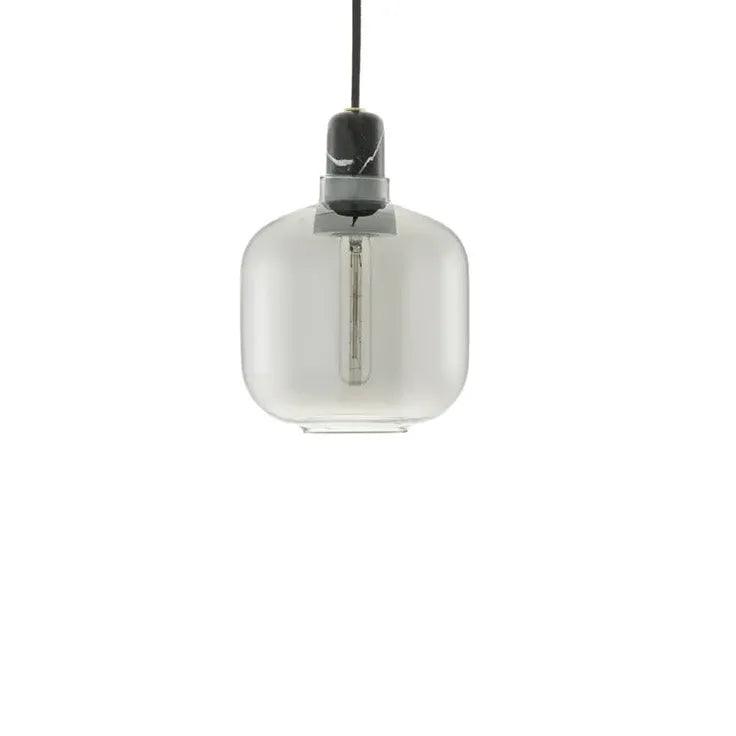 Smoke Grey Transparent Glass Cylindrical Pendant Light Fixture - Modern Industrial Ceiling Lamp for Kitchen Island, Dining Room, and Living Room Decor