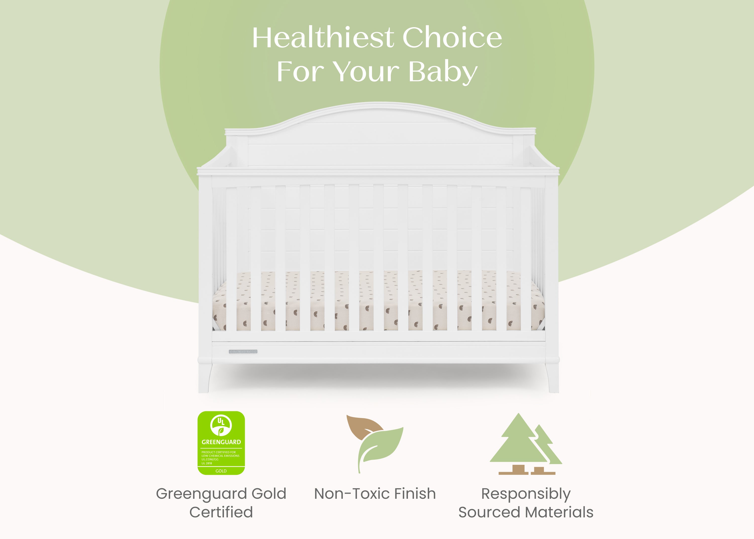 Phoebe 6-in-1 Convertible Baby Crib - Toddler Bed, Daybed & Full-Size Bed - Safe Nursery Furniture for Newborn to Adult - Perfect for Modern Nursery, Bedroom & Guest Room
