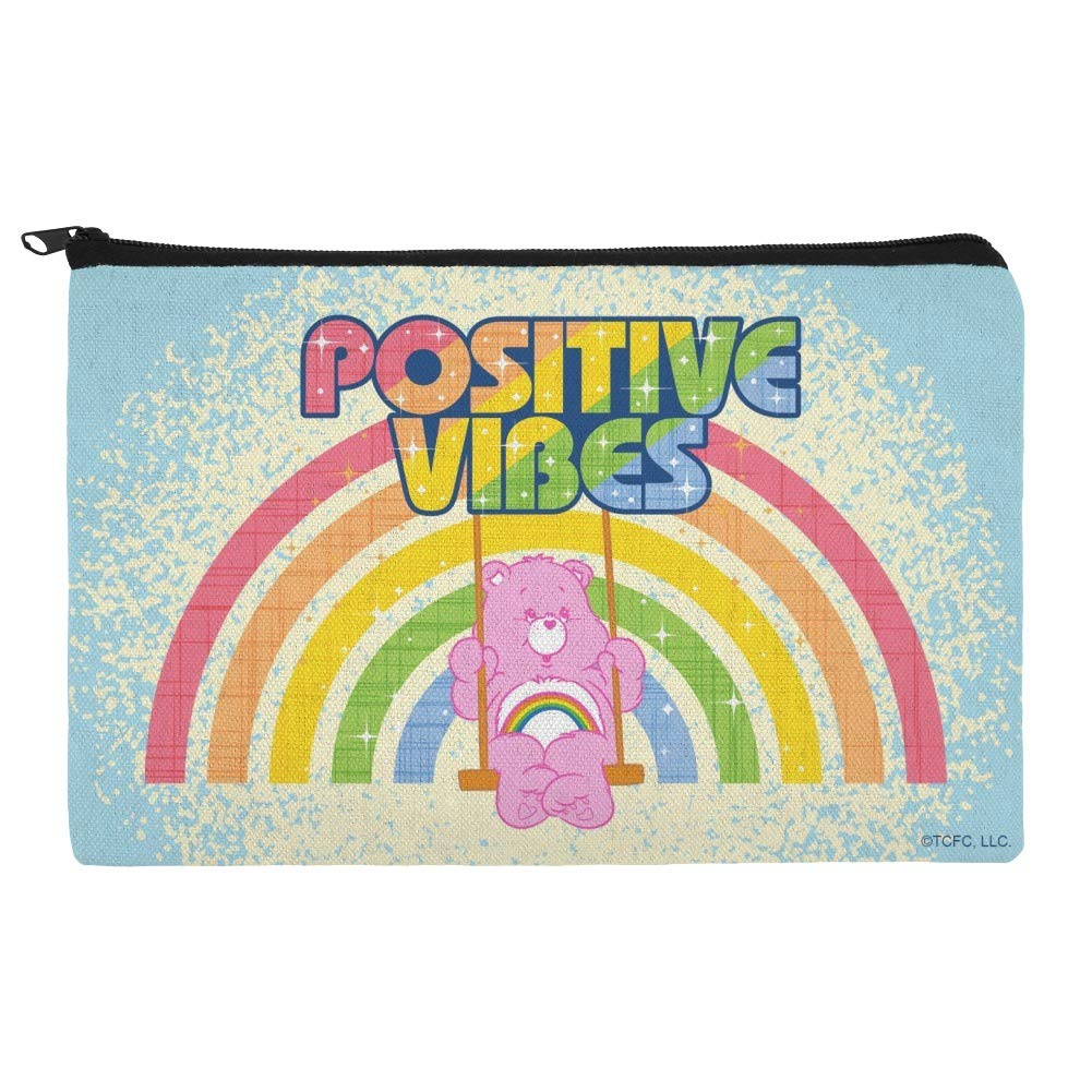 Care Bears Cheer Bear Makeup Bag - Cute Cosmetic Organizer Pouch for Travel & Daily Use - Positive Vibes Design - Perfect for Makeup, Toiletries & Small Essentials Storage