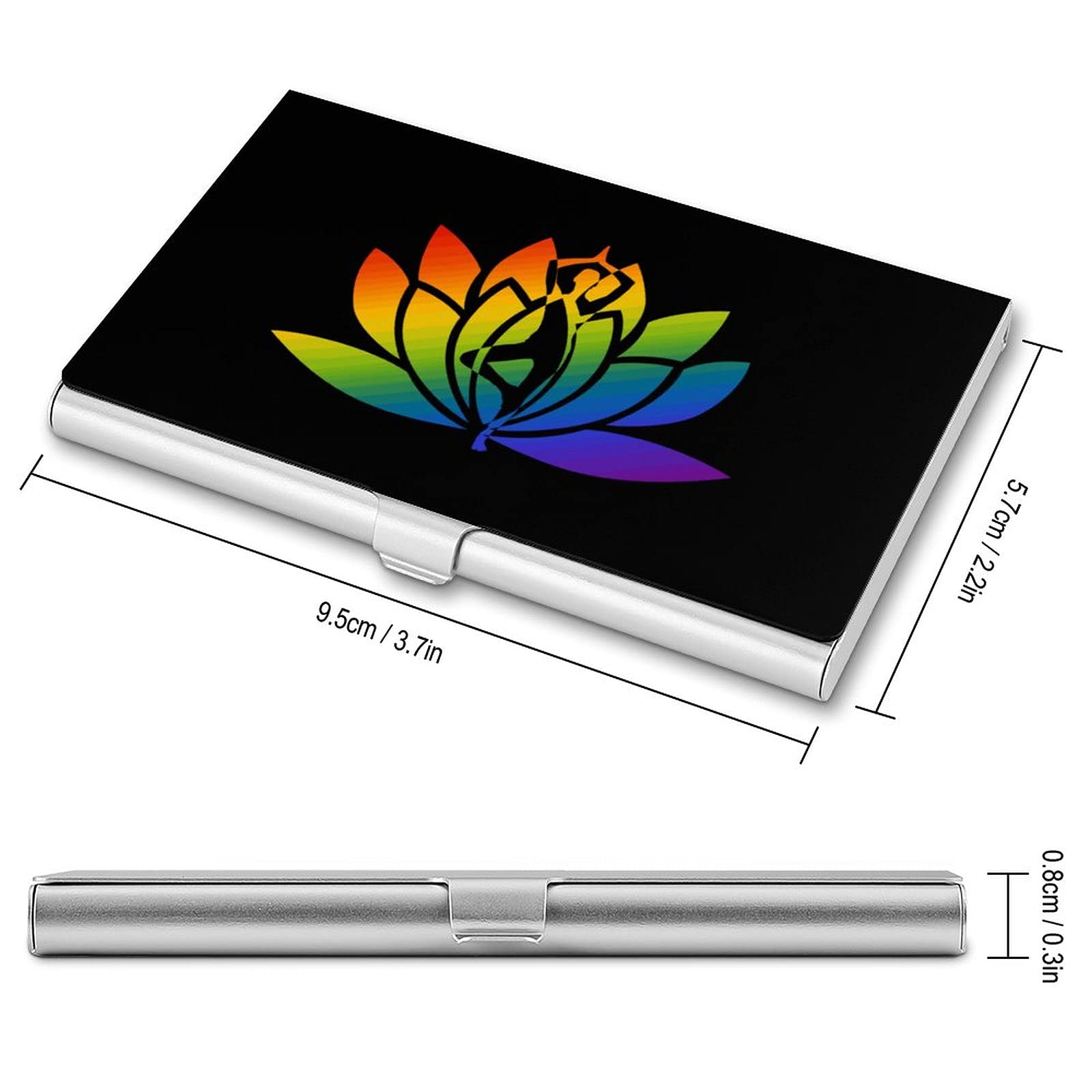 Lotus Flower Print Aluminum Business Card Holder - Slim Multi-Card Case for Yoga, Office & Networking | Elegant Pocket Name Card Organizer for Professionals