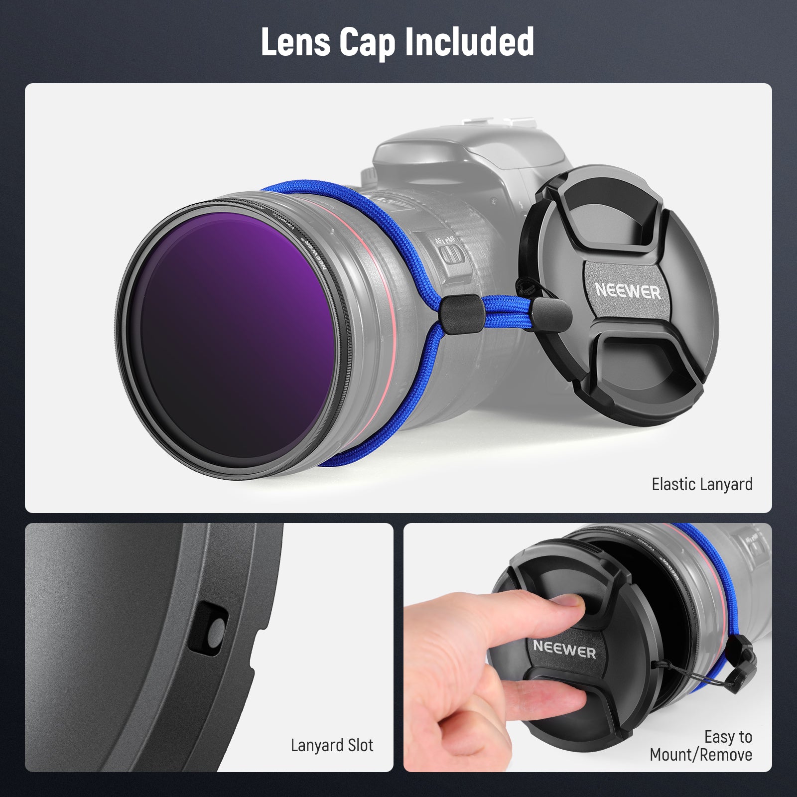 NEEWER ND2-400 Variable Neutral Density Filter (1-9 Stops) with Lens Cap - Perfect for Photography, Videography, and Outdoor Shooting
