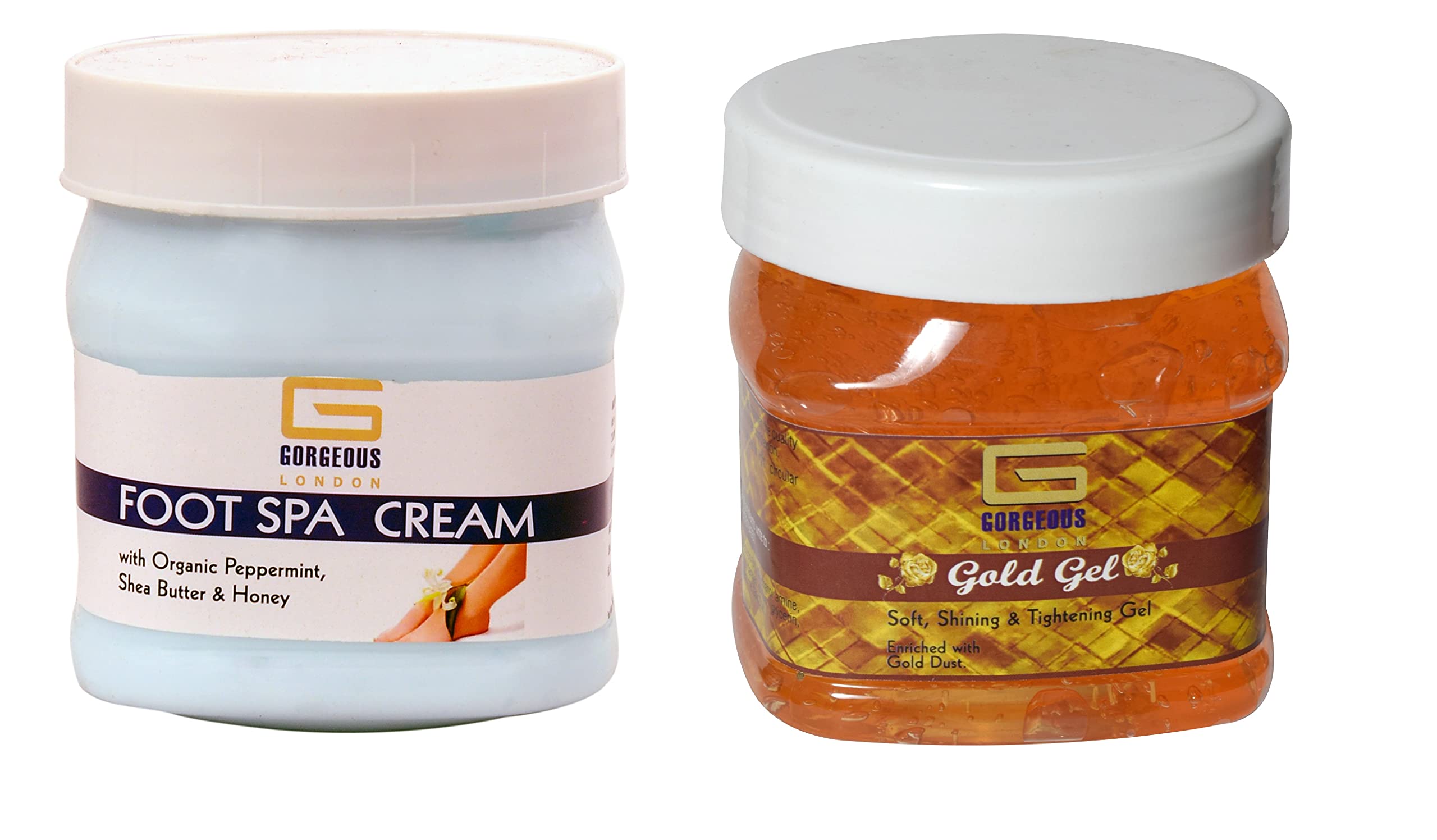Luxury London Foot Spa Cream & Gold Gel Set (2 Pack, 450g Each) – Deep Moisturizing & Nourishing for Cracked Heels & Dry Feet – Perfect for Home Pedicures & Relaxation