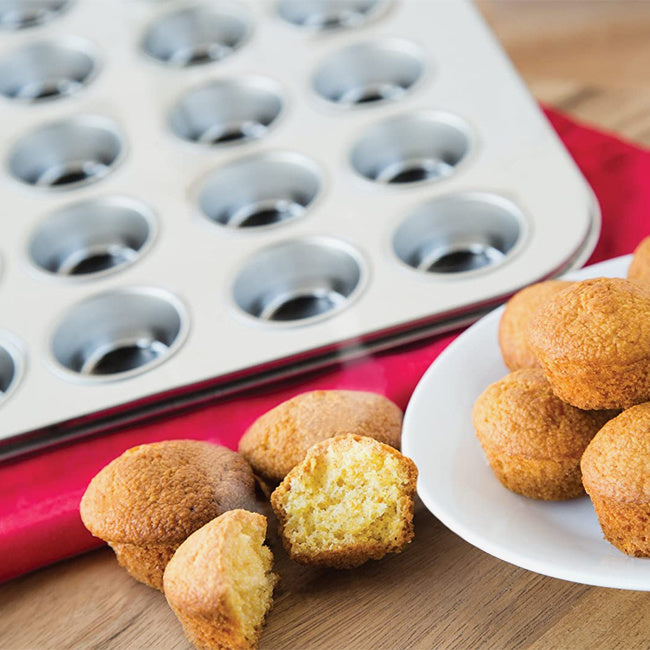 Fox Run 24-Cup Petite Muffin Pan | Non-Stick Baking Sheet for Mini Cupcakes, Muffins & Desserts | Perfect for Parties, Holidays & Family Gatherings