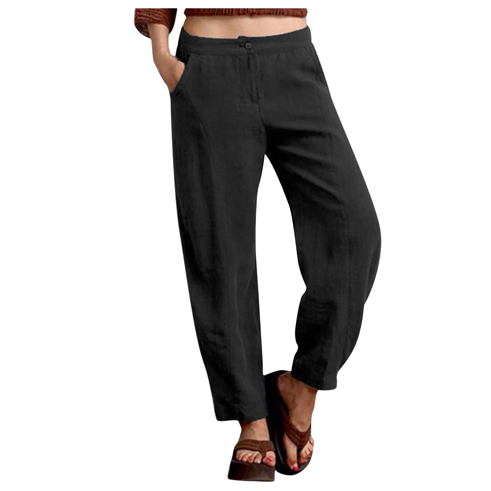 Yowein Women's Relaxed-Fit Terry Capri Jogger Pants - Plus Size Sweatpants for Yoga, Studio & Casual Wear | Retro Style Comfortable Lounge Pants for Workout, Running and Everyday Use
