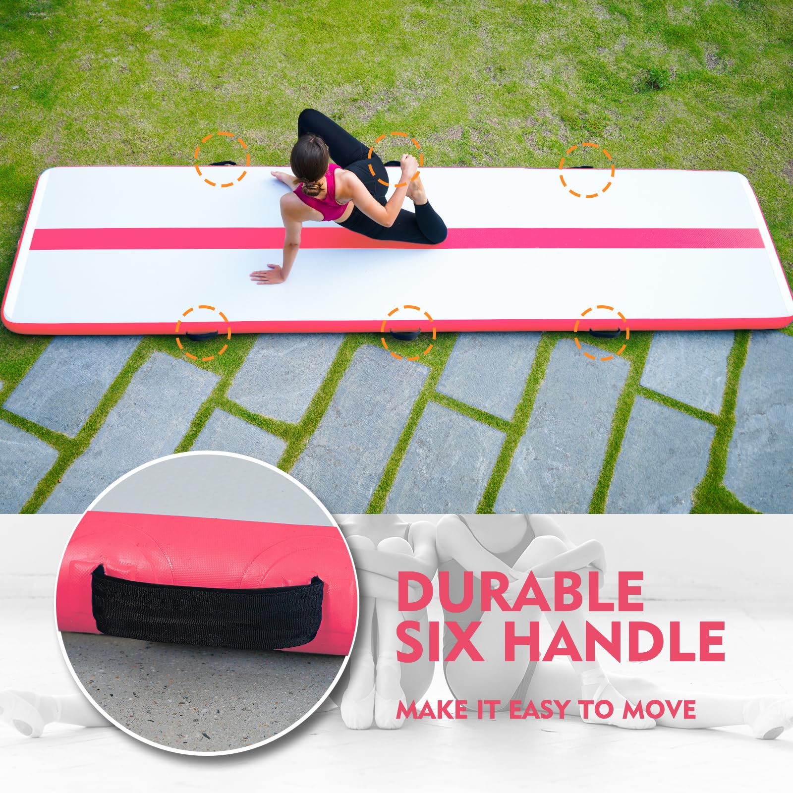 Premium Inflatable Gymnastics Tumbling Mat - 10ft/13ft Length, 4in/6in Thickness with Electric Air Pump - Ideal for Home Gym, Cheerleading Practice, Yoga & Water Training - Durable Tumble Track for Kids & Adults