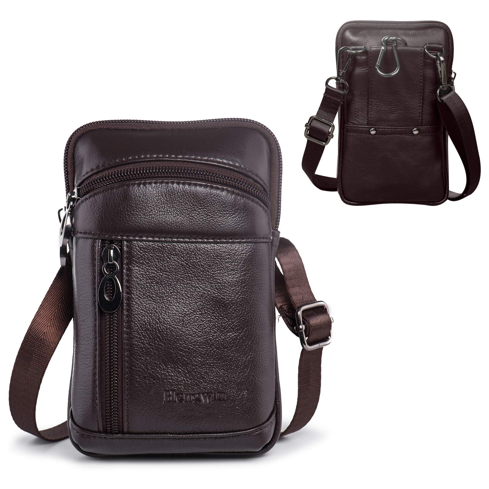 Premium Leather Phone Holster for iPhone 16 Pro Max/15 Pro Max/14 Pro Max & Samsung Galaxy A15/S25 Ultra/S24 Ultra - Belt Pouch, Crossbody Bag, Wallet Case with Clip (Coffee Brown) - Perfect for Work, Travel & Outdoor Activities