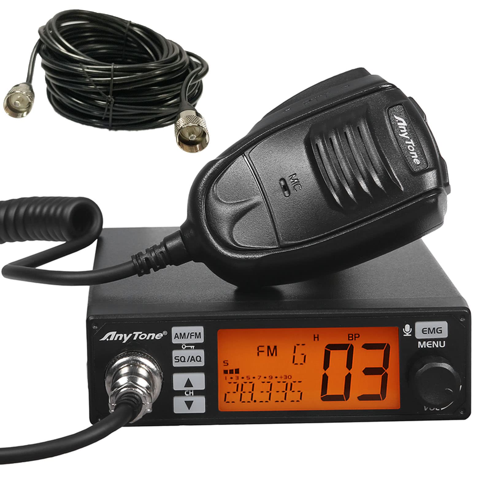 AnyTone AT-500M 10 Meter (28-29.7MHz) CB Ham Radio with 50ft Coaxial Cable - Perfect for Truckers, Off-Roading & Emergency Communication