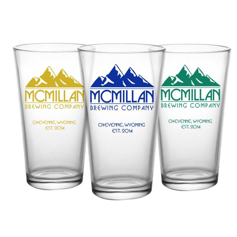 Custom 16oz Mountain Design Pint Glass - Personalized Mixing Glass for Beer, Cocktails & Home Bar - Perfect for Parties, Gifts & Bartending Use