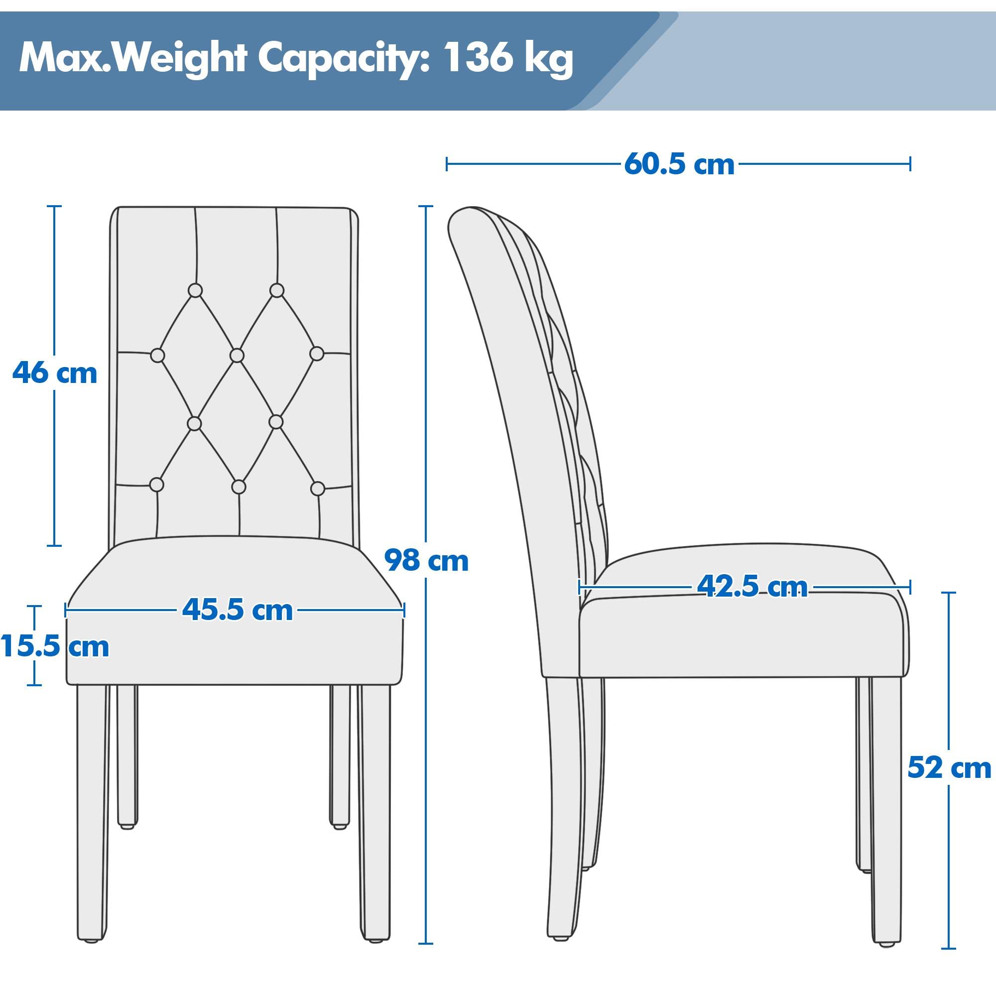 Yaheetech 4-Piece Modern Dining Chair Set with Faux Leather Upholstery, Solid Wood Legs, and Button-Tufted Backrest for Kitchen, Dining Room, and Home Office Use
