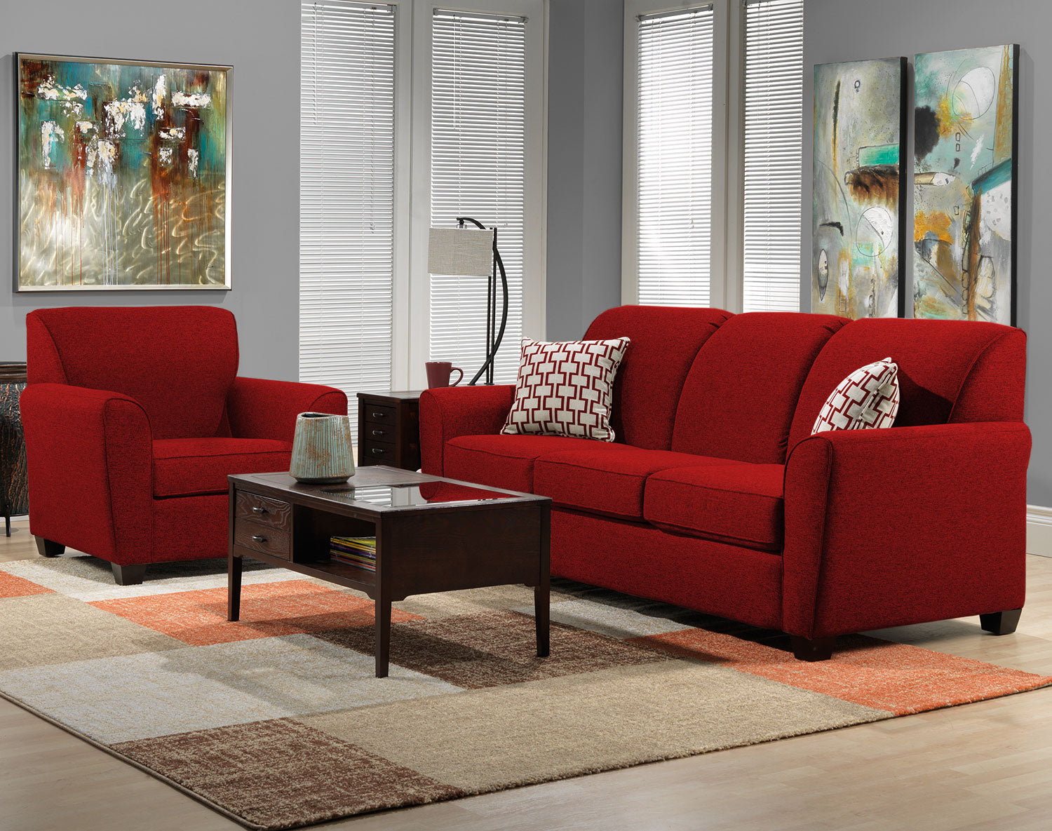 Ashby Queen Sofa Bed - Convertible Sleeper Sofa with Storage, Red Velvet Upholstery | Perfect for Small Spaces, Guest Rooms & Apartments