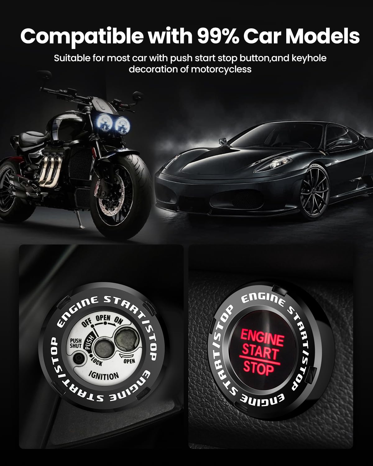 EPOCHHIKE Universal Rotary Car Engine Start Stop Button Cover - Anti-Scratch Motorcycle Ignition Key Switch Protector | Perfect for Cars, Trucks & Motorcycles | Durable Spin Protective Cover for Daily Commuting & Road Trips