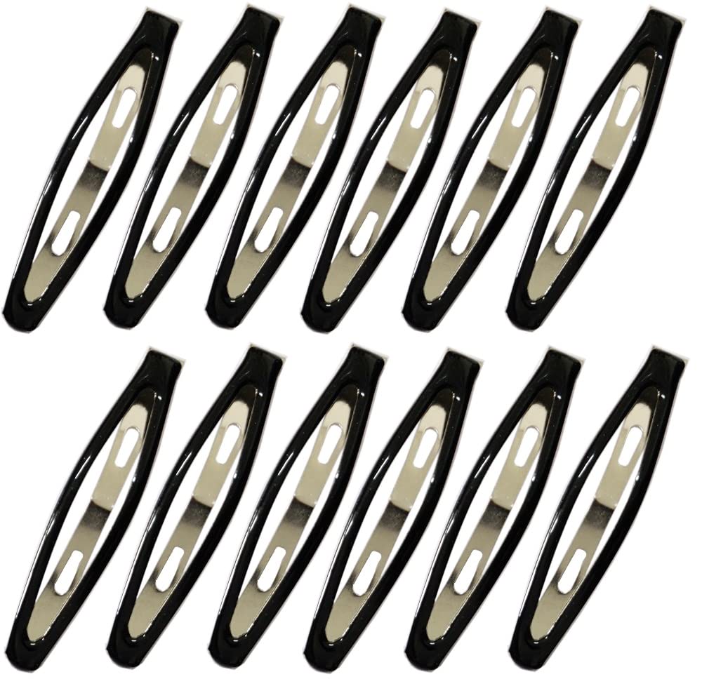Elegant Metal Oval Tik Tak Hair Clips for Women & Girls - Black Hair Barrettes (6 Pairs) - Perfect for School, Work, and Special Occasions