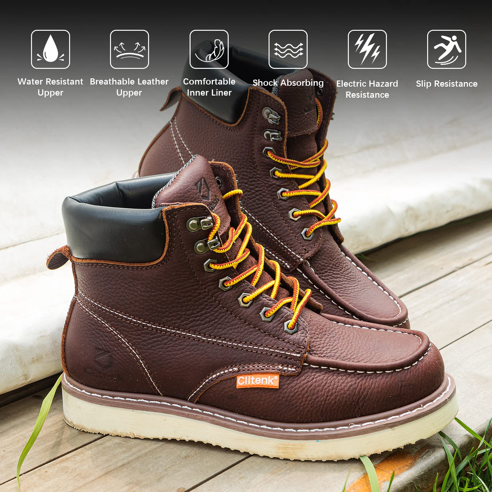**Men's Moc Toe Work Boots - 6