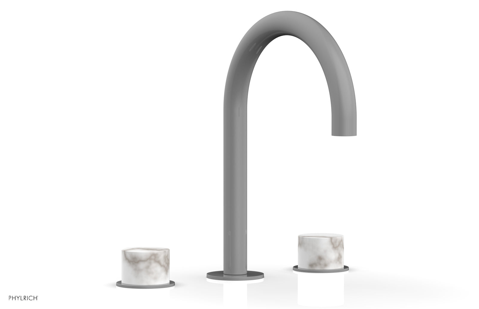 BASIC II Widespread Bathroom Faucet with White Marble Handles - 8 Inch Centerset, Brushed Nickel Finish for Modern Vanity Sinks (Model 230-03) - Perfect for Guest Bathrooms and Powder Rooms