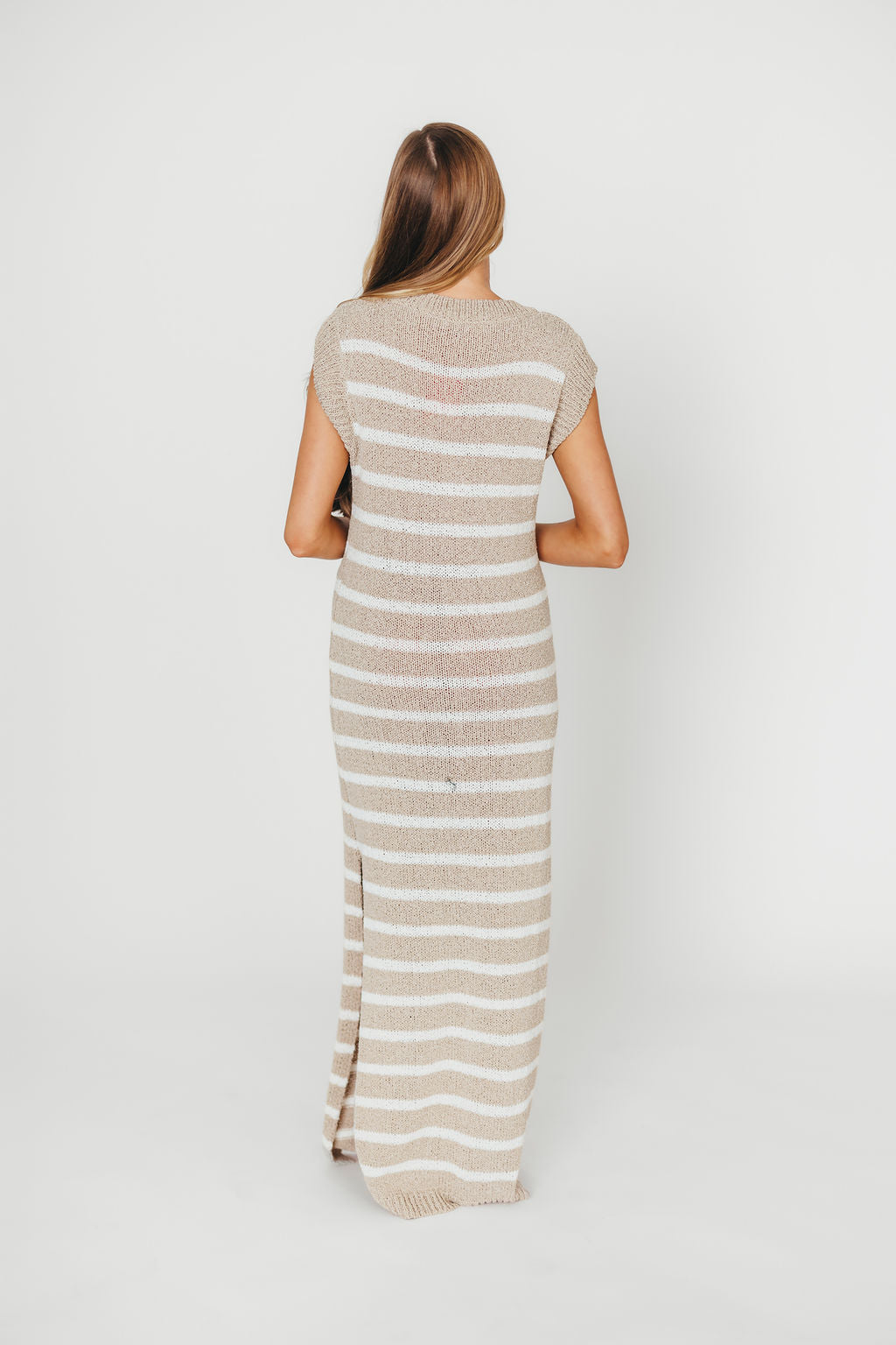Maria Knit Maxi Dress - Soft Oatmeal & Off White Long Sleeve Flowy Dress for Women | Perfect for Fall, Winter, Date Nights & Special Occasions