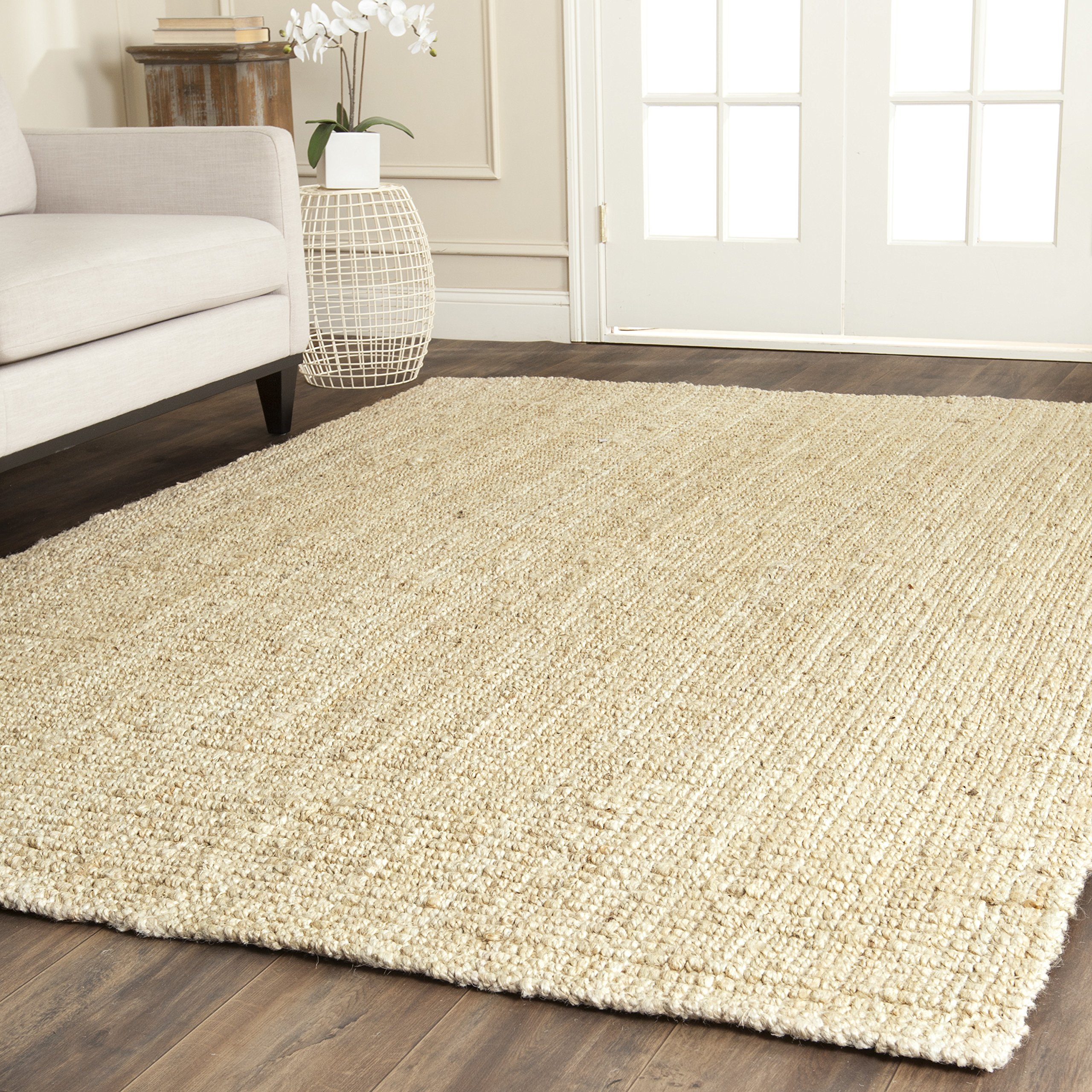 SAFAVIEH Handmade Natural Jute Area Rug - 7' x 7' Square Ivory Farmhouse Rug, Eco-Friendly Floor Mat for High Traffic Living Room, Bedroom, Dining Room | Durable & Stylish Home Decor (NF730A)