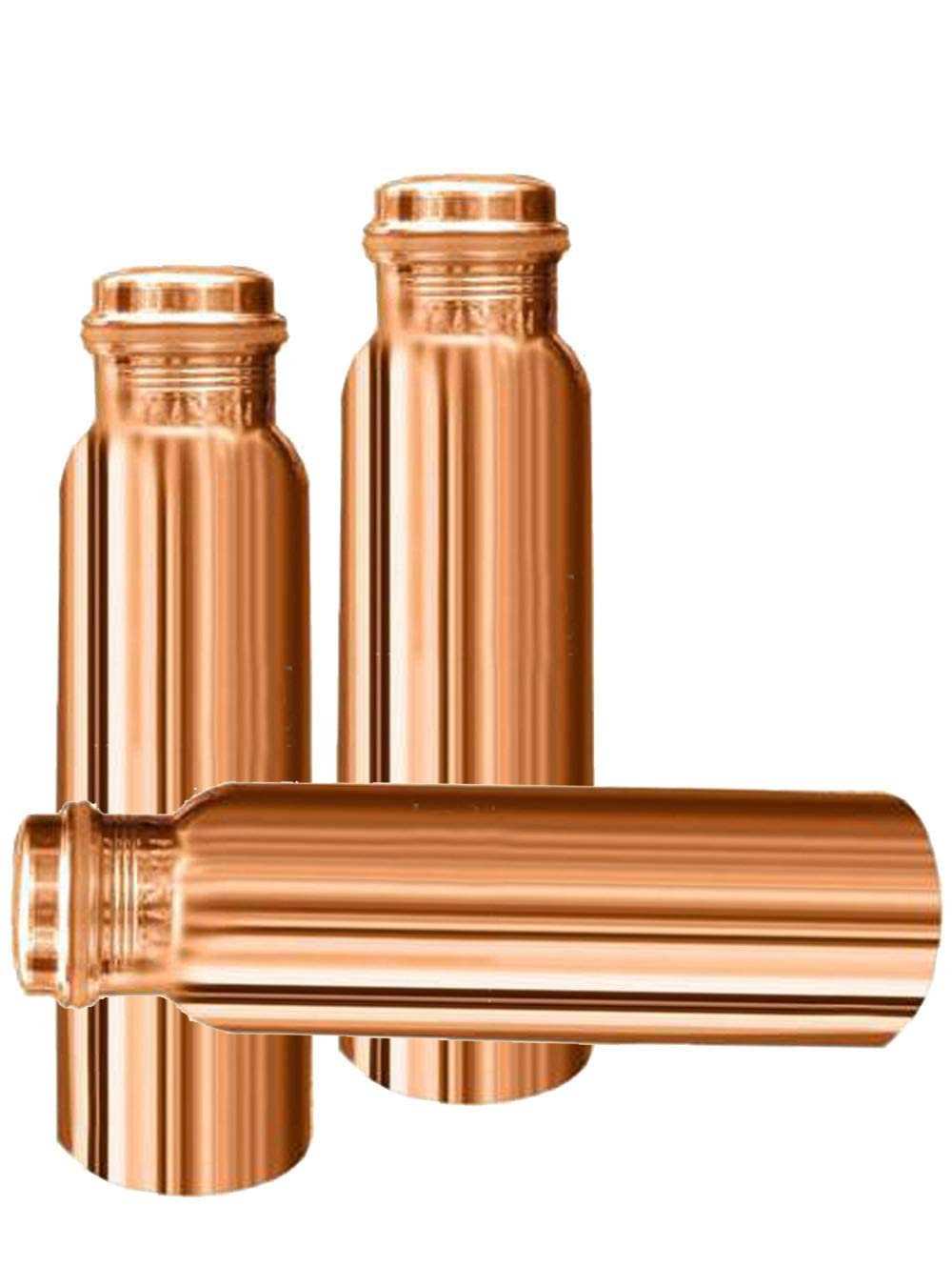 Rough Plain Ayurvedic Copper Water Bottle - 1 Litre Pack of 3 | Detox & Health Benefits | Ideal for Home, Office & Travel Use