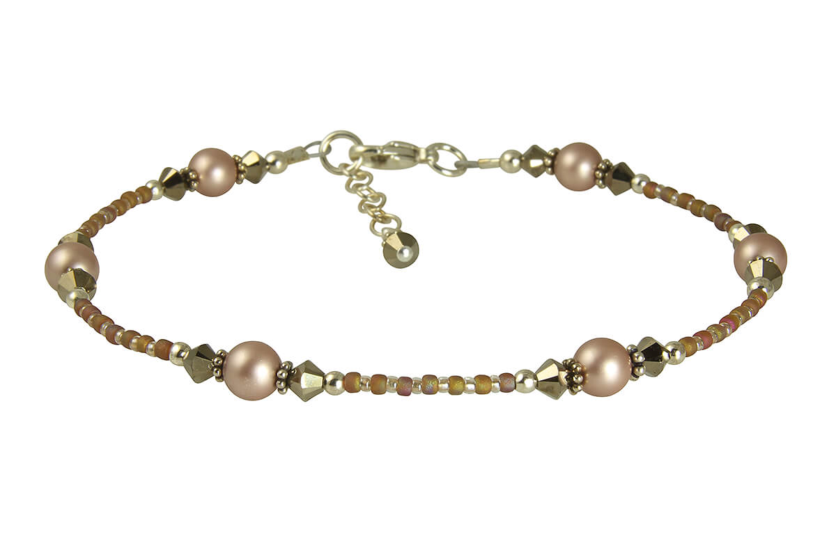 Elegant Bronze Almond Pearl Beaded Anklet for Women - Boho Chic Ankle Bracelet for Summer, Beach & Festival Jewelry