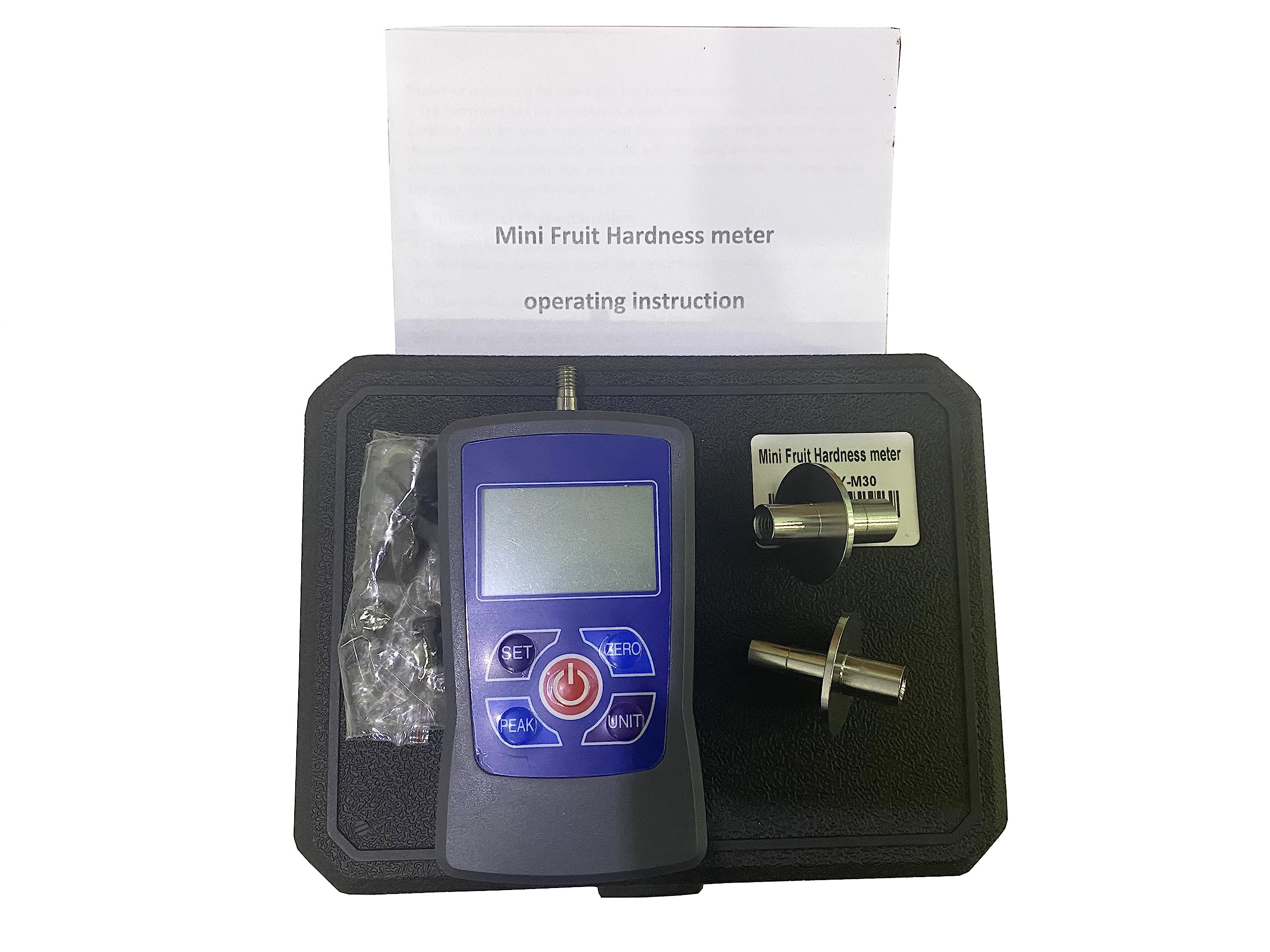 Digital Fruit Hardness Tester Penetrometer with 2 Measuring Heads (Φ7.9mm & Φ11.1mm) | 0.2-15Kgf/cm² & 0.4-30Kgf/cm² Range | for Soft & Hard Fruits | Perfect for Quality Control in Orchards, Farms, and Food Processing Plants