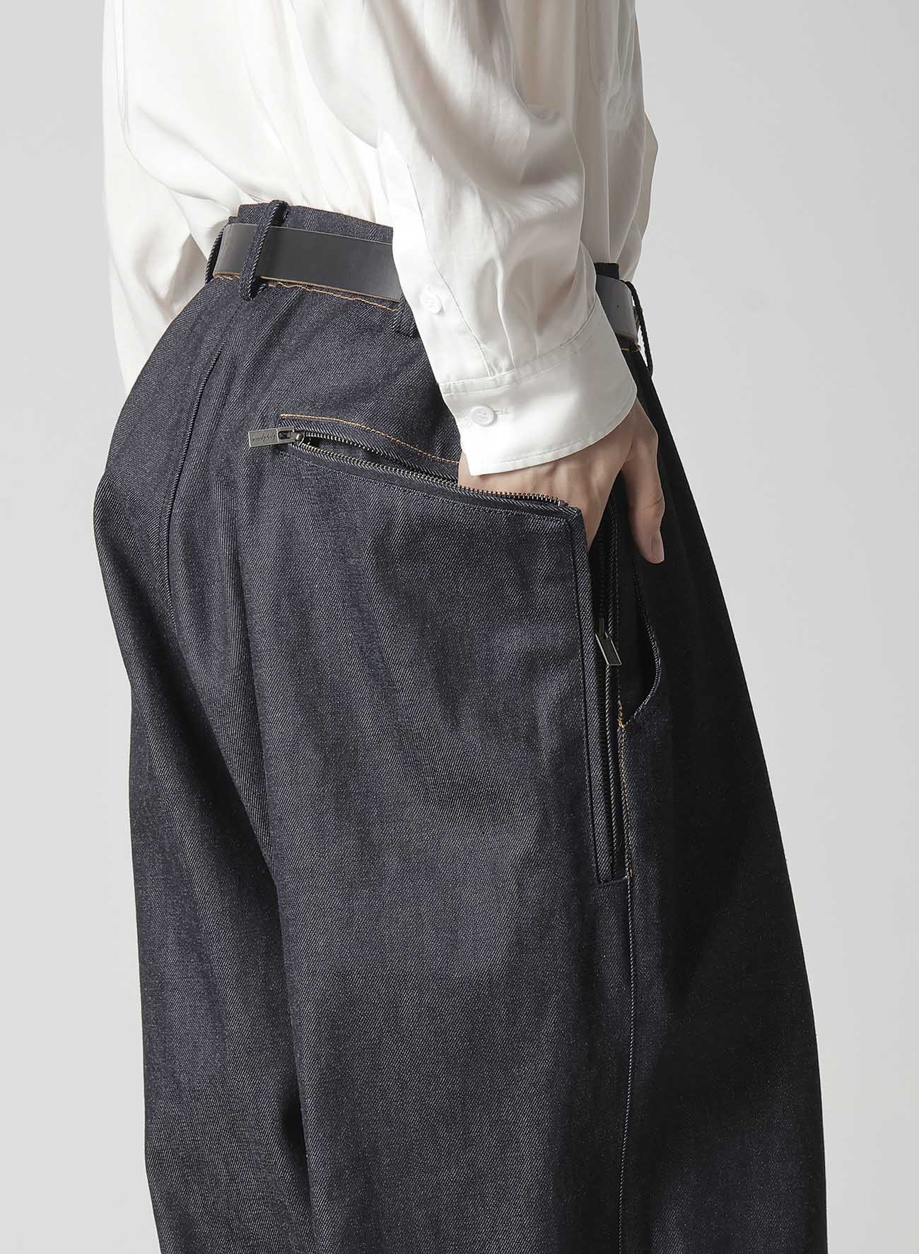 13oz Uneven Yarn Denim Pants with Color Block Side Zip - Stylish Casual Wear for Men & Women | Perfect for Streetwear & Everyday Outfits