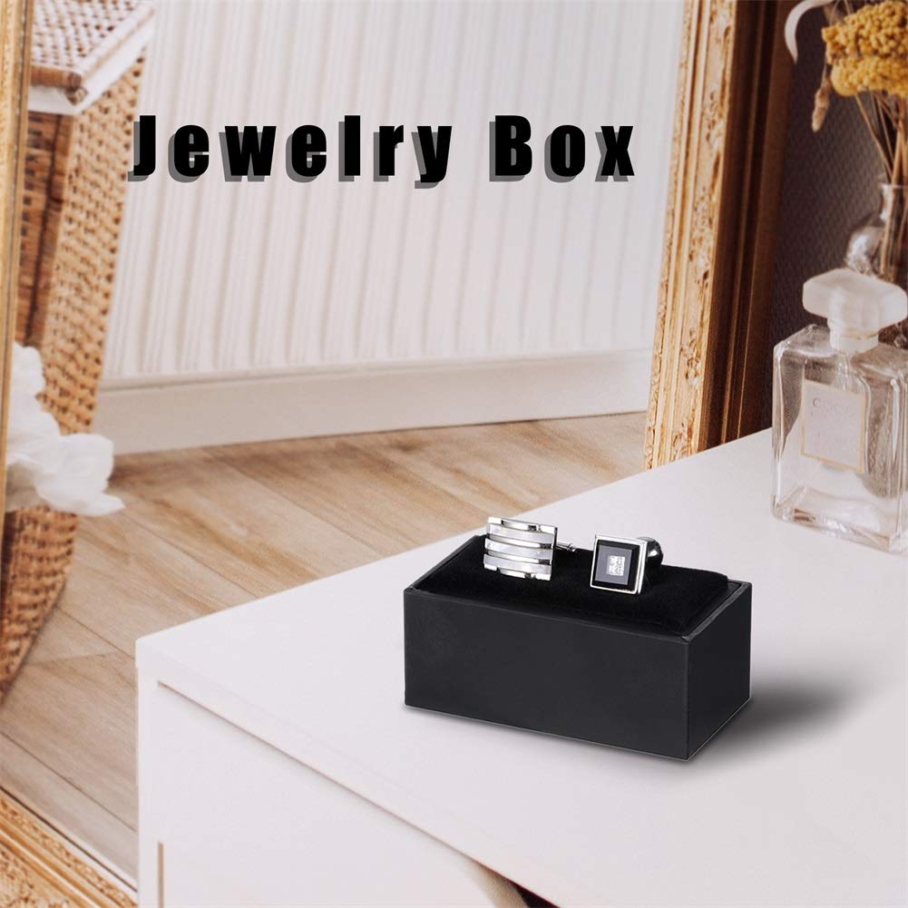 HooAMI Premium Black Cufflink & Tie Clip Gift Box Set - Elegant Jewelry Storage for Men - Perfect for Weddings, Promotions & Formal Events