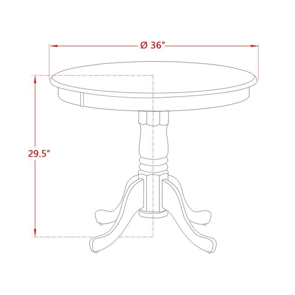 East West Furniture AMPO3-OAK-W 3 Piece Oak Dining Set with Round Pedestal Table & 2 Wooden Chairs, 36x36 Inch - Perfect for Small Spaces, Breakfast Nooks & Cozy Kitchen Dining Areas