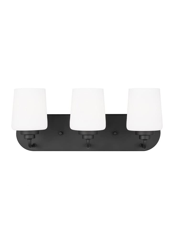 Generation Lighting 4402803-112 Windom 3-Light Bathroom Vanity Fixture in Midnight Black Finish - Perfect for Modern Bathroom, Powder Room or Dressing Area Lighting