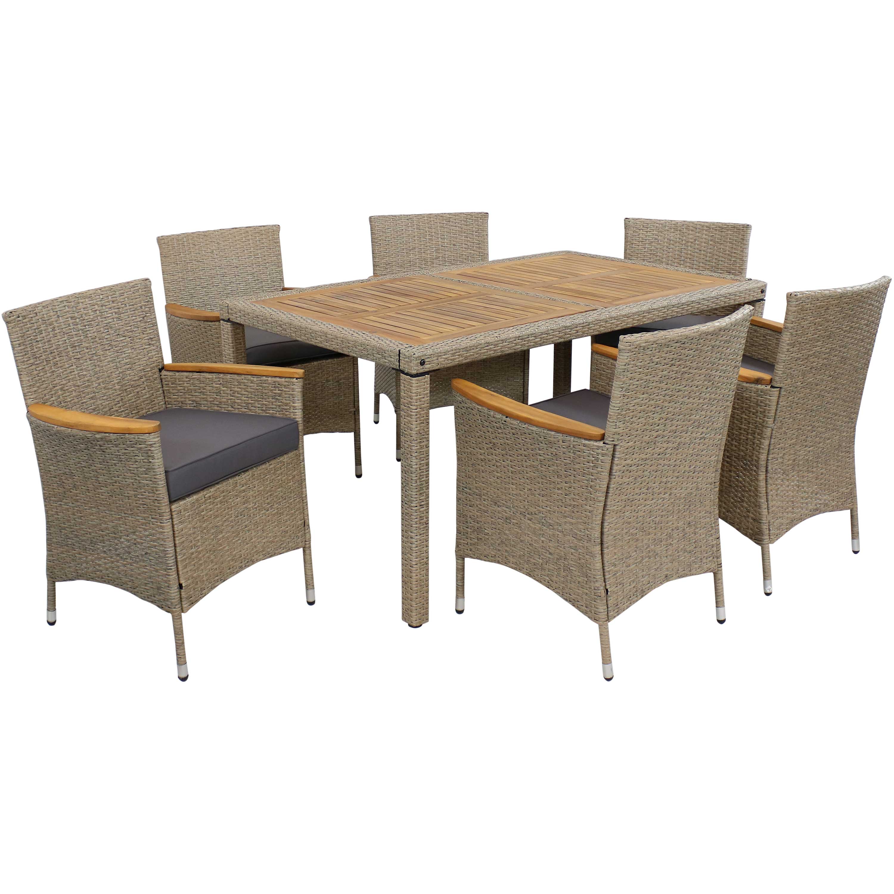 Premium Sunnydaze Foxford 7-Piece Outdoor Patio Dining Set with Comfortable Cushions - Perfect for Backyard BBQs, Garden Parties & Poolside Dining
