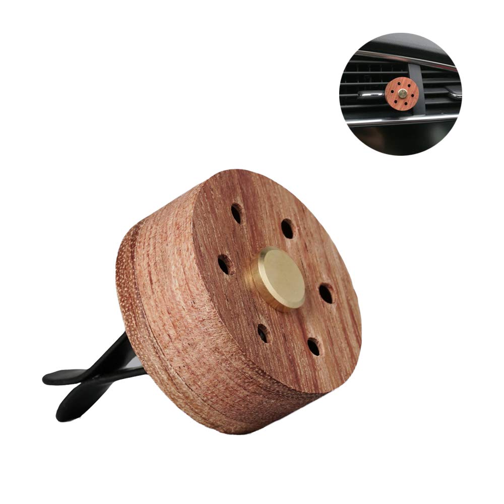 Premium Wooden Stainless Steel Car Essential Oil Diffuser with Vent Clip - Lava Stone Aromatherapy Locket & Mini Air Freshener for Travel, Office, and Home Use | Natural Scent Diffuser for Relaxation & Stress Relief