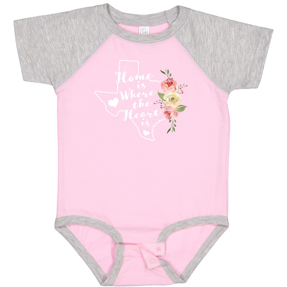 Inktastic Texas Home is Where The Heart is Watercolor Floral Baby Bodysuit - Soft Cotton Onesie for Newborns, Infants & Toddlers - Perfect for Family Photos, Holidays & Everyday Wear