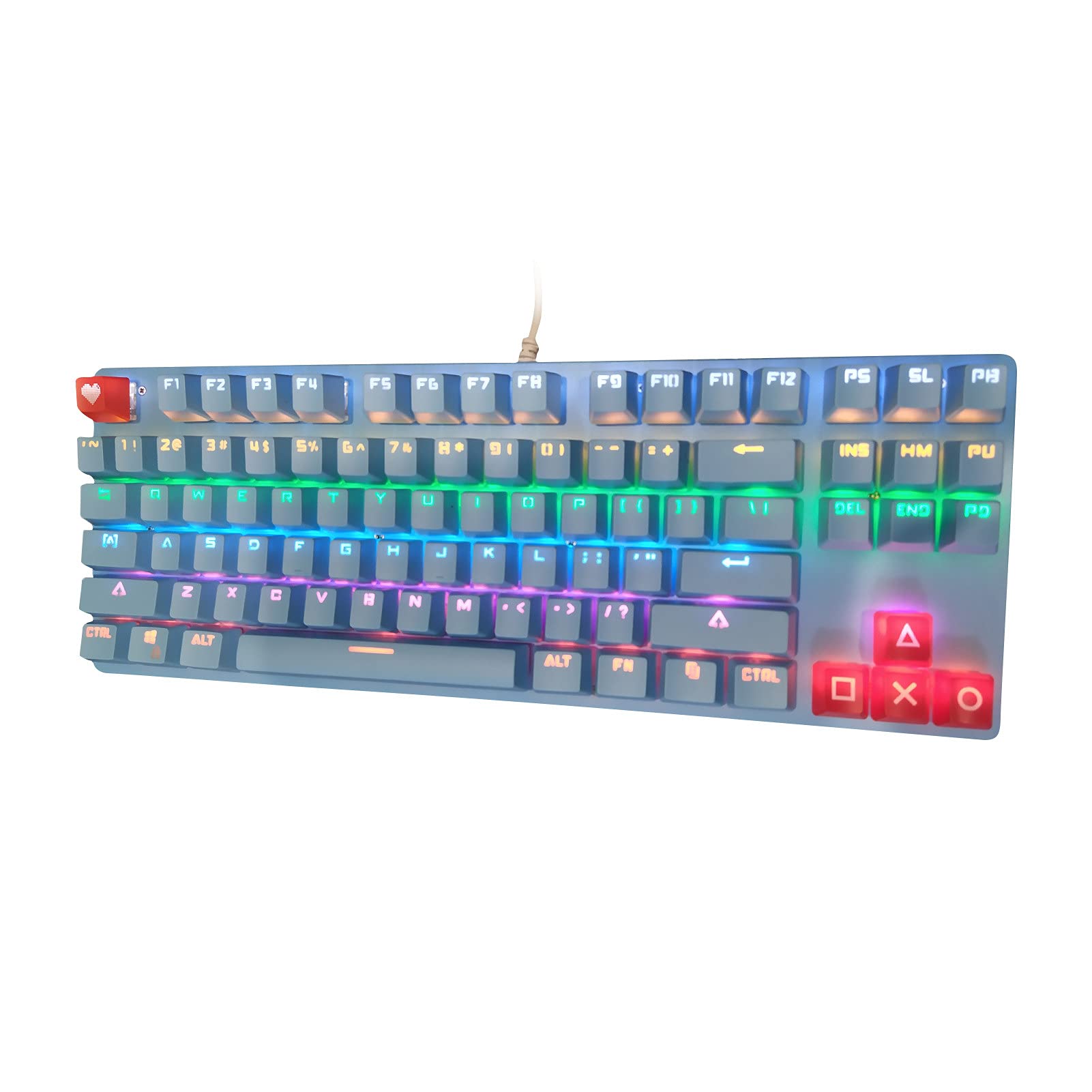 Ergonomic 87-Key RGB Backlit Mechanical Gaming Keyboard - USB Wired for Windows Desktop, Ideal for Gaming and Office Use