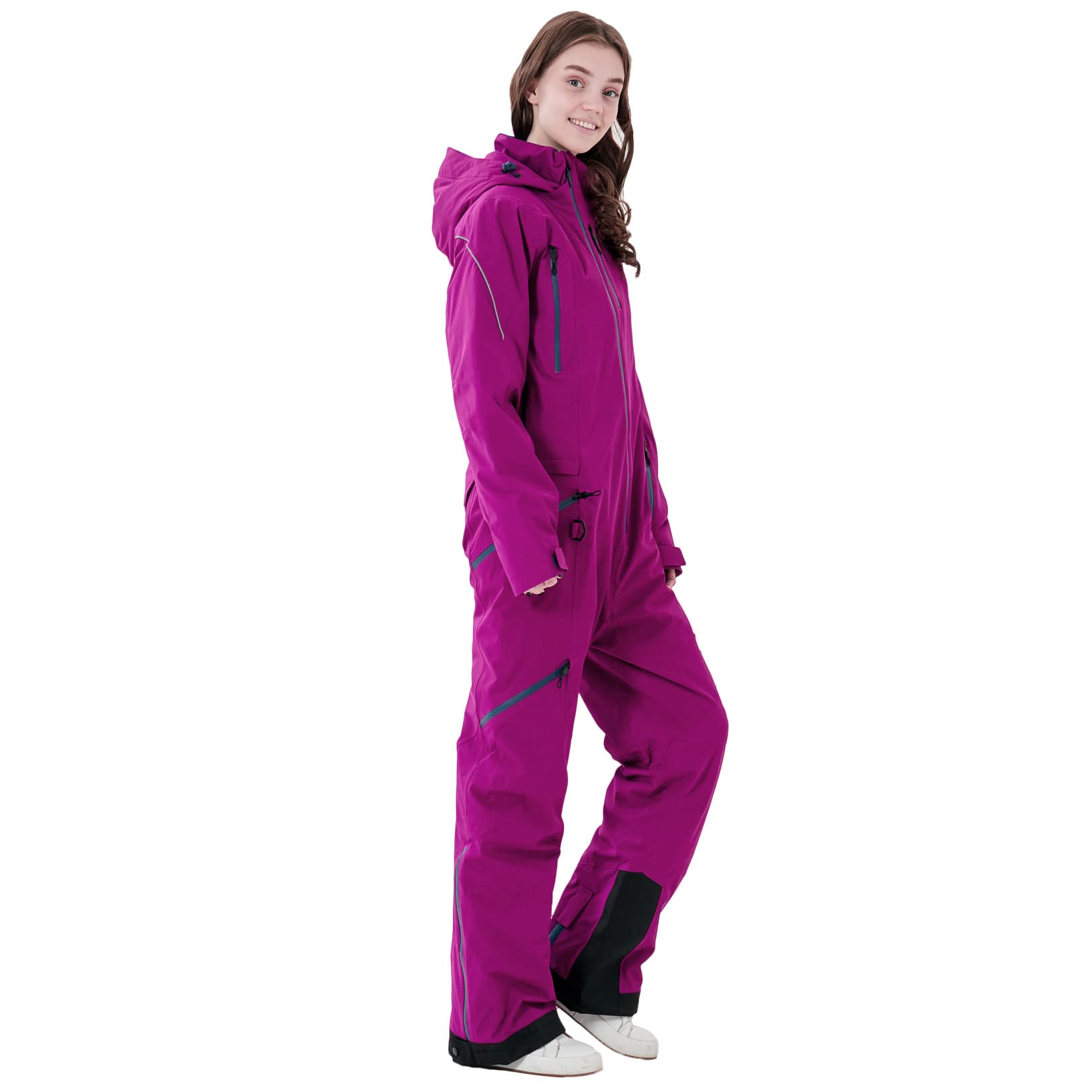 Women's One Piece Ski Suit - Windproof & Waterproof Snowsuit with Detachable Hood - Warm & Breathable for Snowboarding, Skiing & Winter Sports - Perfect for Snow Resorts & Cold Weather Adventures