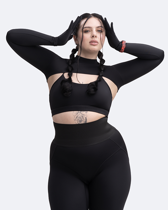 Women's Fashion Glove Sleeve Crop Top - Trendy Short Sleeve Bodycon Shirt for Streetwear & Night Out