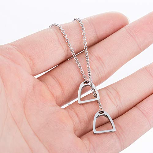 Lucky Horseshoe Necklace for Women - Equestrian Double Horse Stirrup Lariat Y Necklace Pendant - Perfect Gift for Riders & Horse Lovers (Great for Everyday Wear, Special Occasions & Equestrian Events)