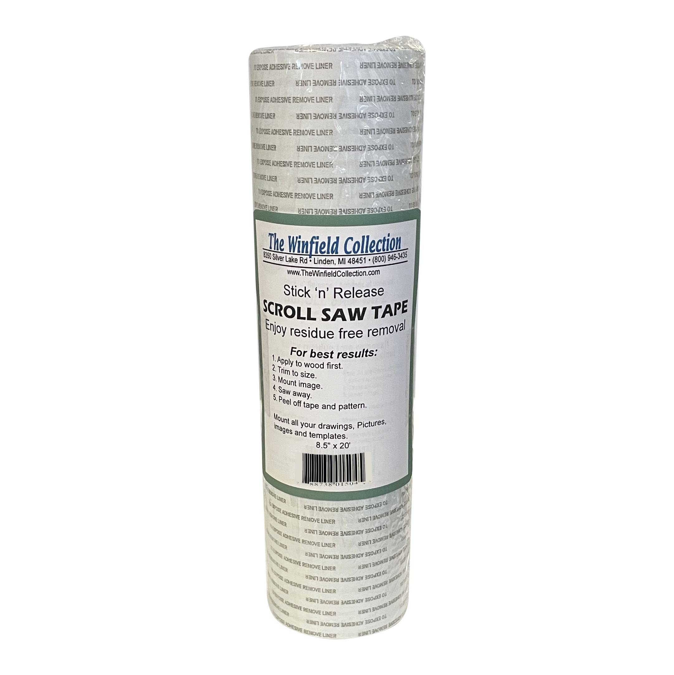 Winfield Collection Stick N' Release Scroll Saw Tape - Adhesive Backing for Woodworking & Craft Projects - Perfect for Scroll Saws, Wood Carving & DIY Crafts