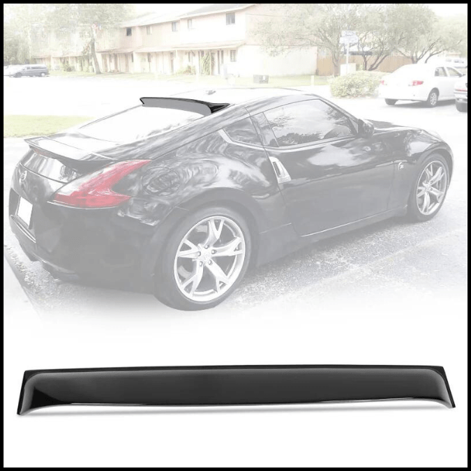 2009-2020 Nissan 370Z Coupe Rear Roof Spoiler Wing - PP Glossy Black Window Visor - Enhances Aerodynamics & Style - Perfect for Racing & Car Shows