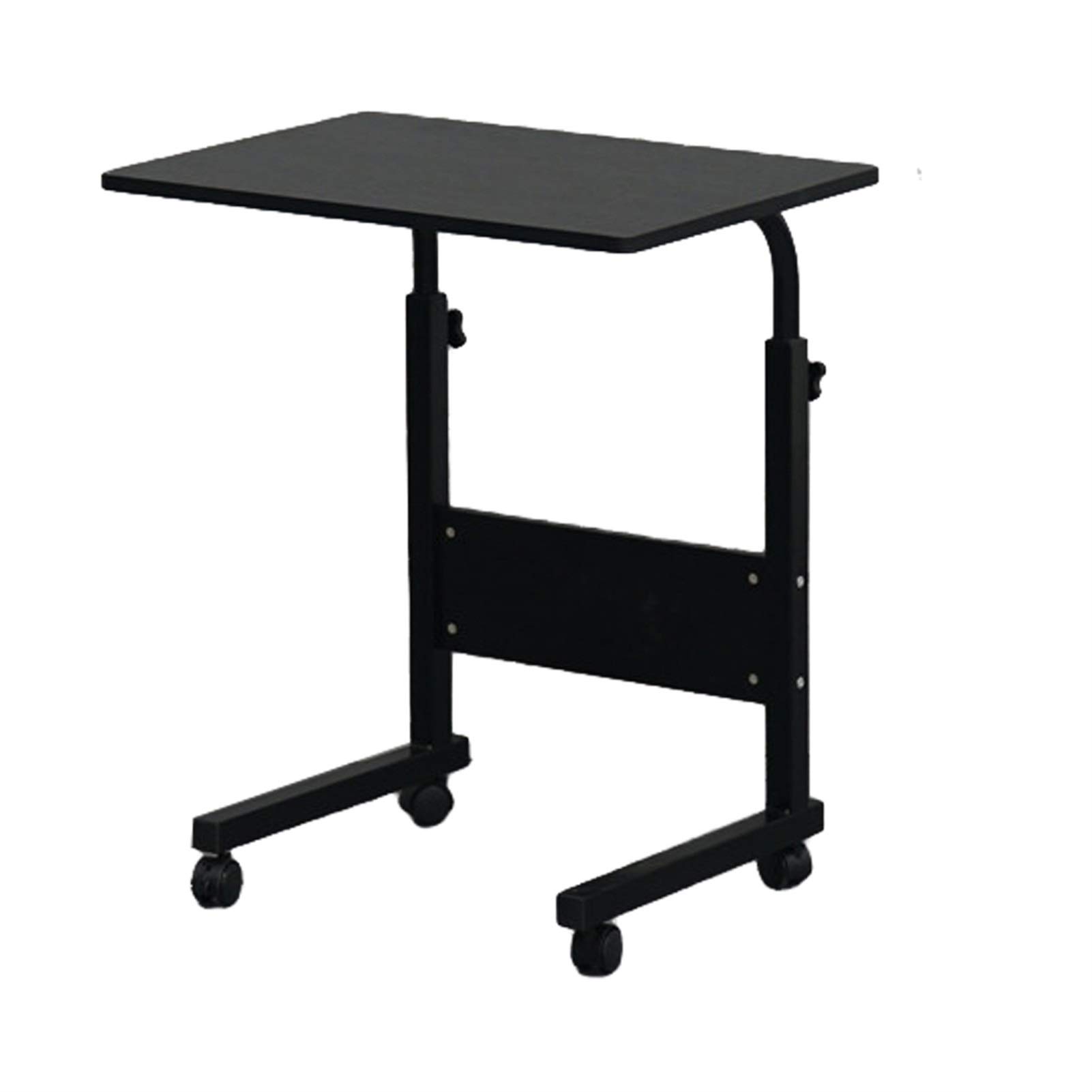 WUCHENG Adjustable Height Folding Laptop Desk - 15mm Steel Frame & Removable Chipboard Top (60x40x68-86cm) Black Side Table for Home Office, Dorm, Bedroom - Portable Workstation for Studying, Gaming & Remote Work