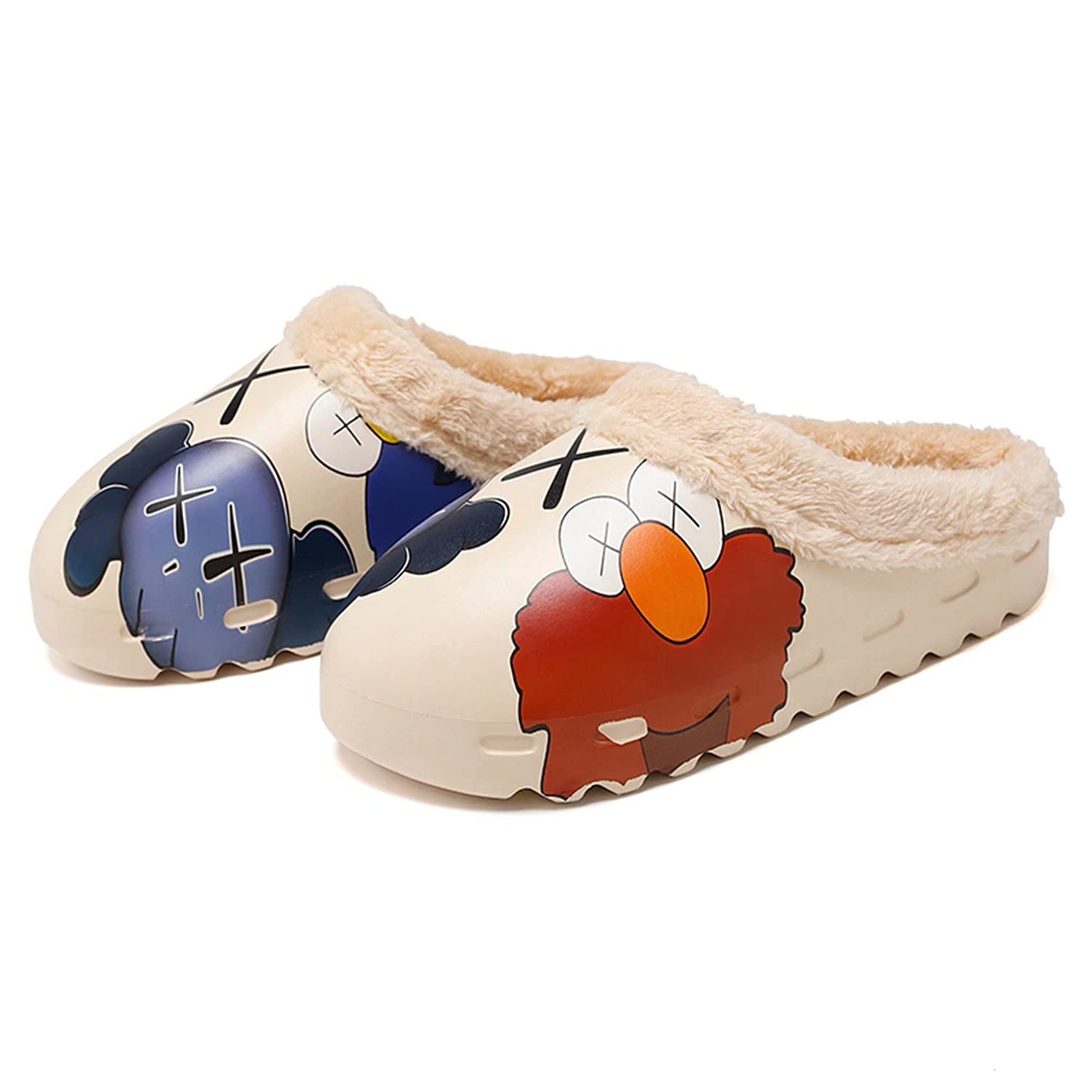 Mukinrch Women's & Men's Furry House Slippers - Soft Plush Indoor/Outdoor Slides, Waterproof EVA Sole, Cozy Bedroom Clogs for Home, Garden & Poolside Use