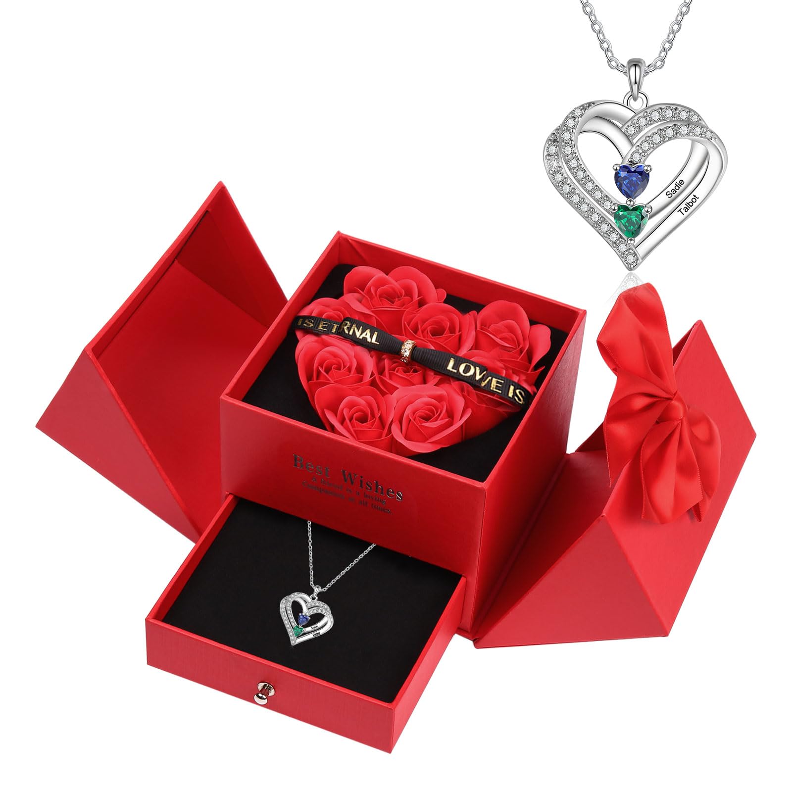 Valentine's Day Gifts for Her - Rose Gold Heart Birthstone Necklace for Women, Personalized I Love You Jewelry for Wife, Mom, Girlfriend | Romantic Birthday Gift, Anniversary Present for Her | Perfect for Date Nights, Weddings & Special Occasions