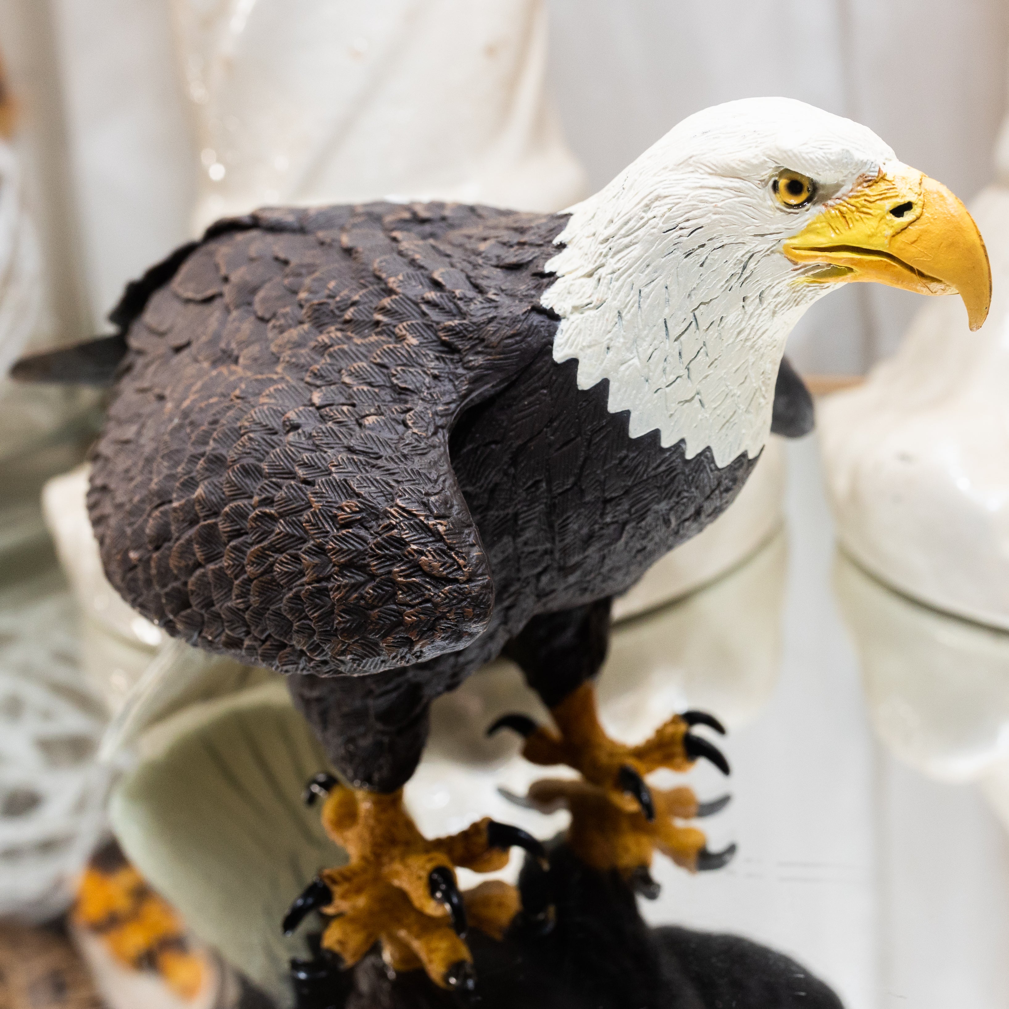 6 Inch Bald Eagle Figurine - Realistic American Eagle Statue for Home Decor, Office Display & Patriotic Gifts