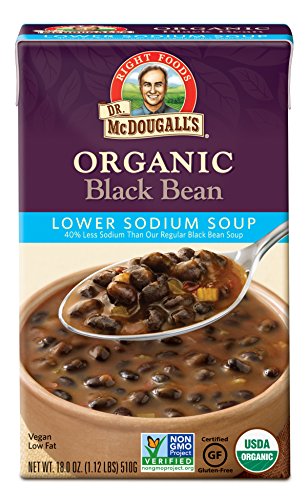 Organic Lower Sodium Black Bean Soup by Dr. McDougall's Right Foods - 18 fl oz (Pack of 6) | Vegan, Gluten-Free, Non-GMO | Perfect for Quick Lunches, Camping & Emergency Food Storage