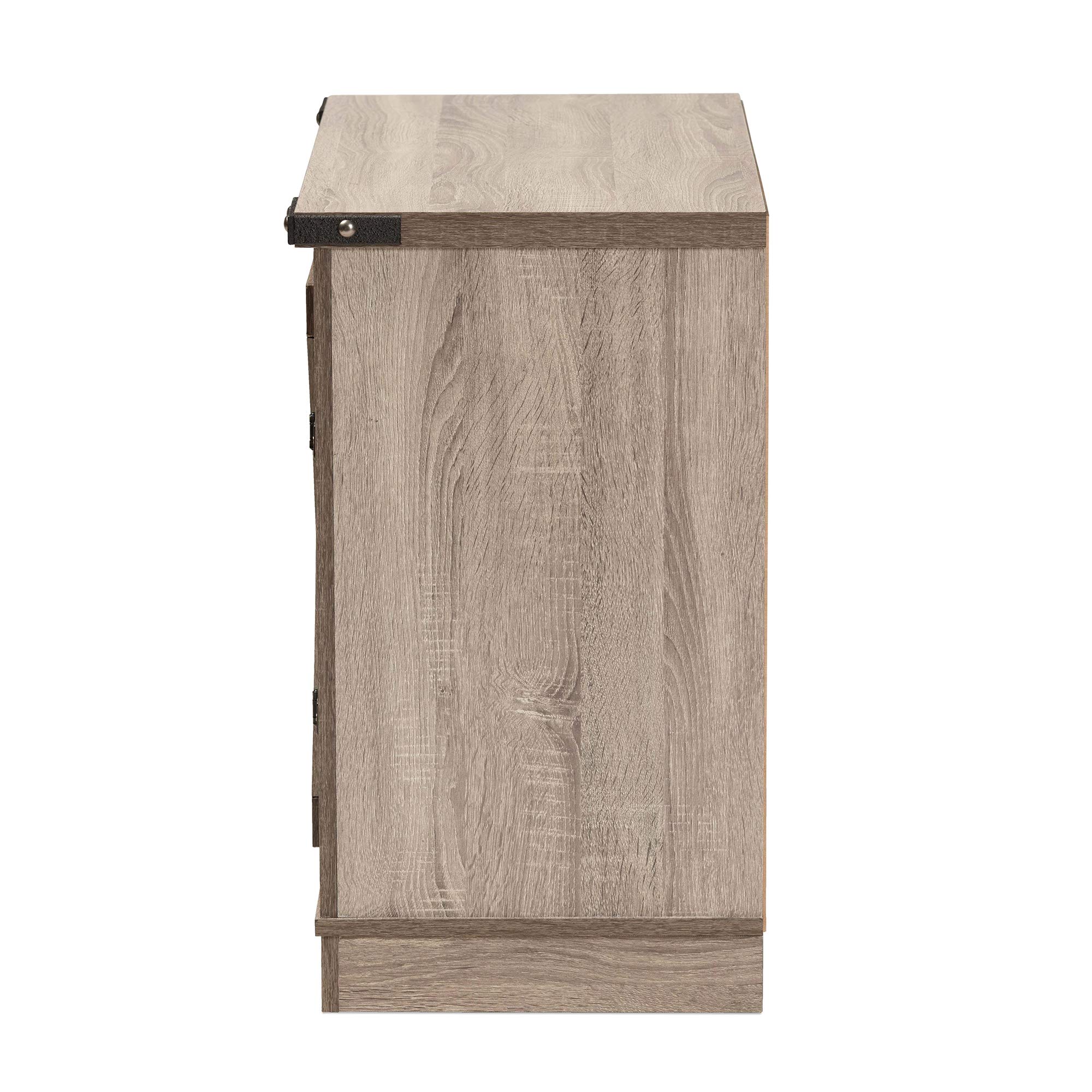 Baxton Studio Wayne Modern Farmhouse Shoe Storage Cabinet - 2-Door Oak Wood Cabinet with Brown Finish | Perfect for Entryway, Mudroom & Closet Organization