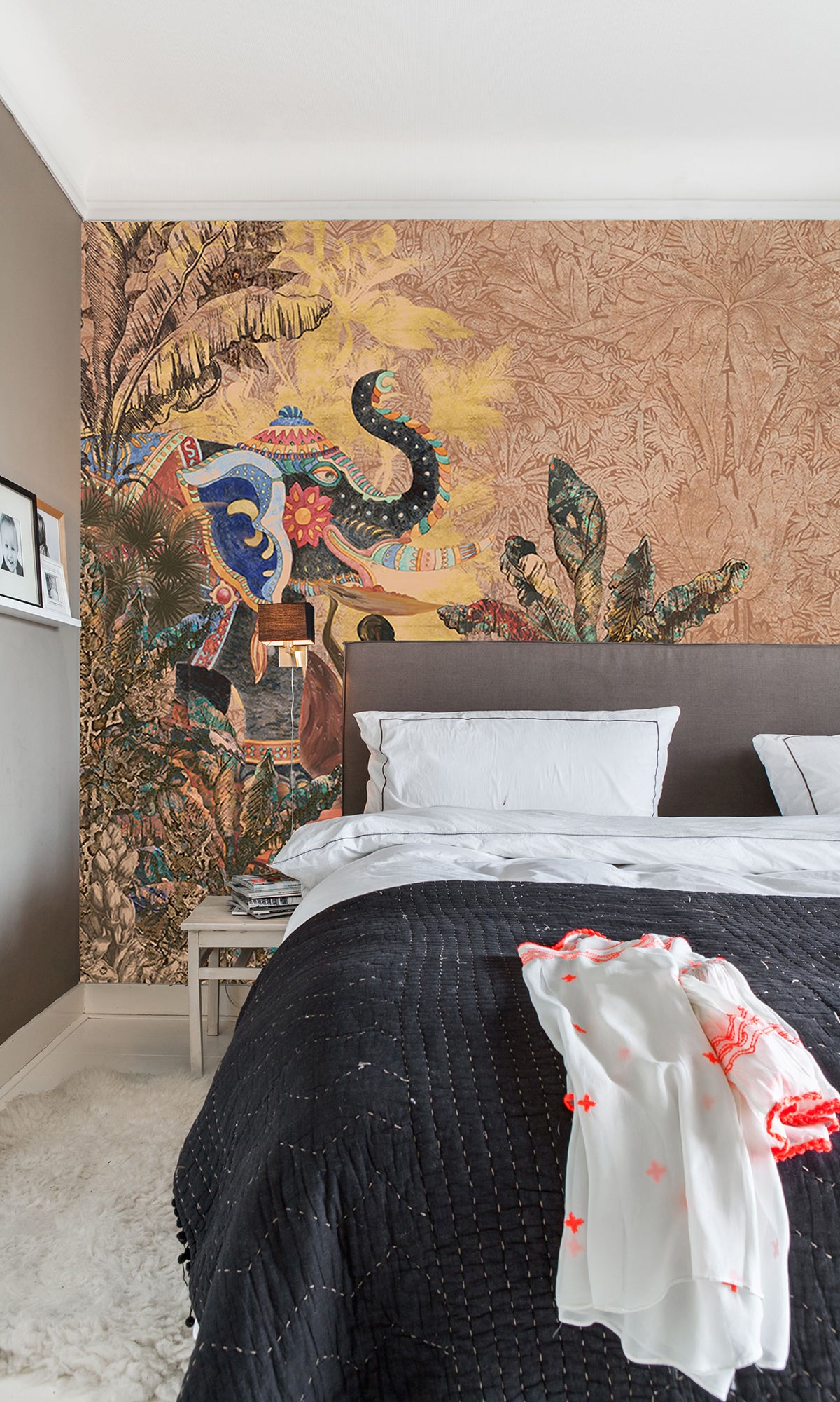 Copper Brown Tropical Jungle Mural Wallpaper M2552 - Nature-Inspired Peel & Stick Wallpaper for Living Room, Bedroom, Nursery Decor | Easy DIY Home Renovation