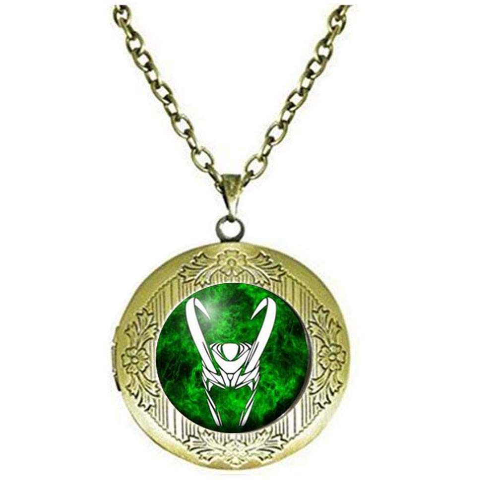 Handmade Loki Locket Necklace - Glass Dome Pendant Jewelry with Norse Mythology Charm for Cosplay, Gift Giving & Viking Style Fashion