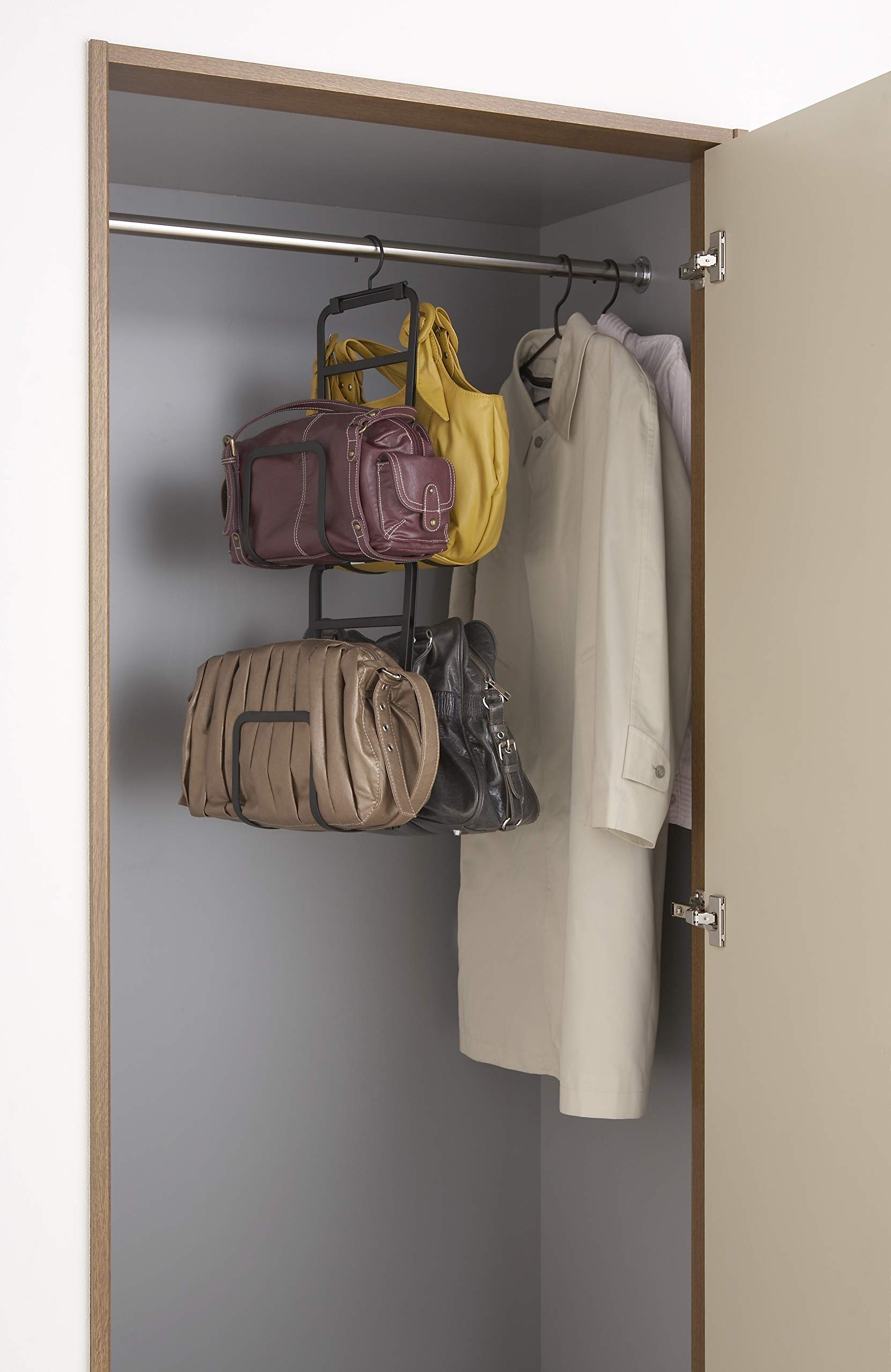 Yamazaki Adjustable Steel Bag Holder - Black | Space-Saving Kitchen Organizer for Trash Bags, Grocery Bags & Recycling Bags