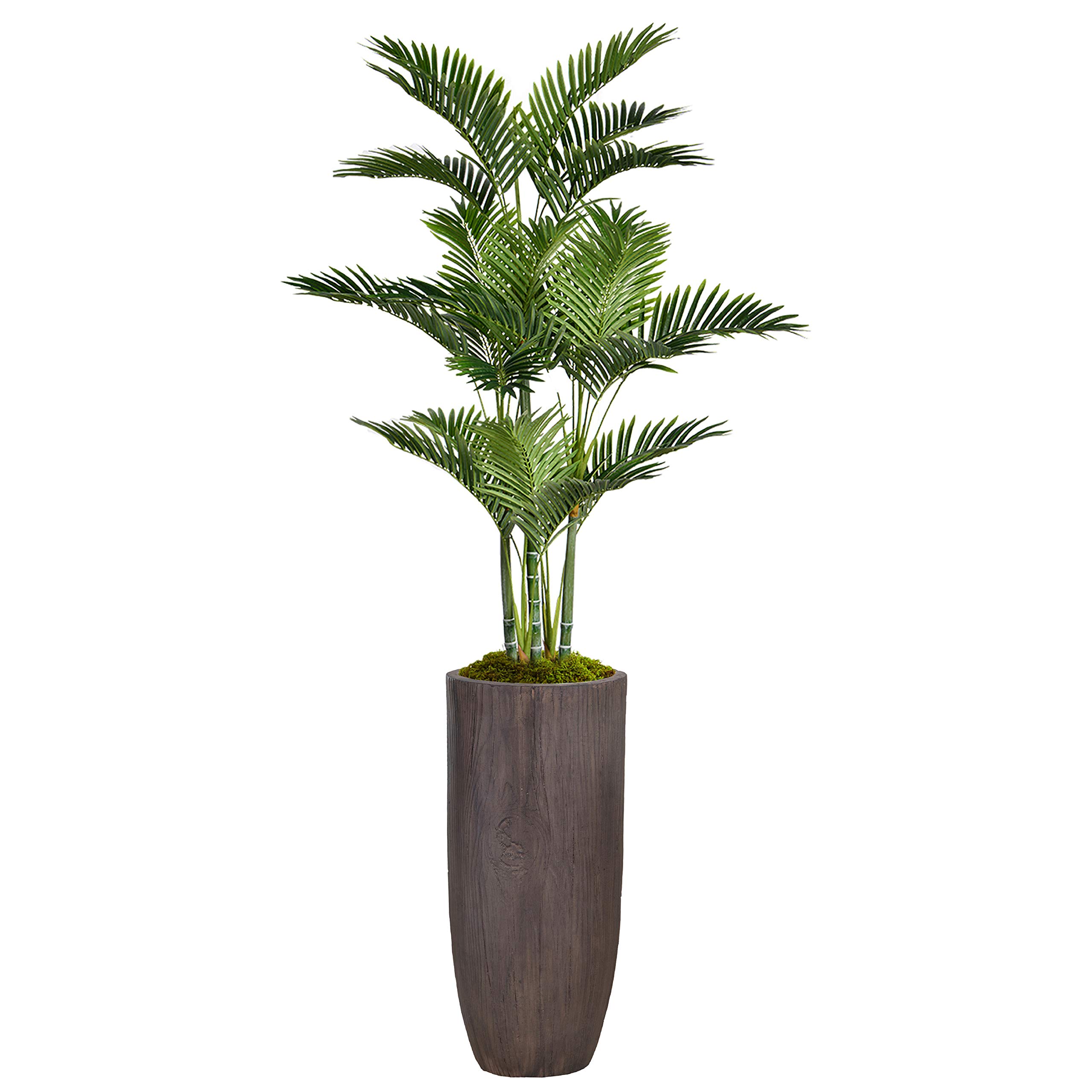 Vintage Green Emerald Artificial Faux Palm Tree with Fiberstone Planter - 80